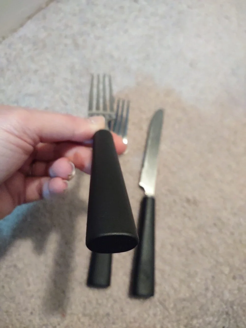 Unbranded Stainless Black Plastic Cutlery 2 Forks 1 Knife